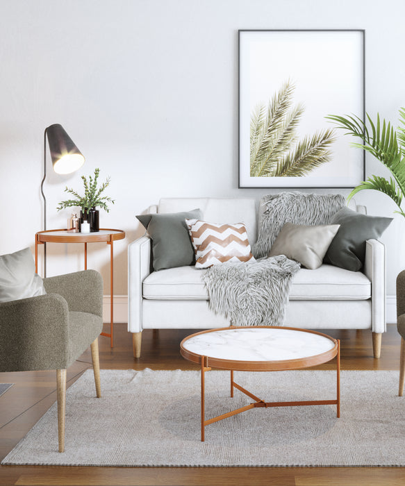 TABLE MESA AQUA CENTRO(P) MARMORE WHITE/COBRE 6809