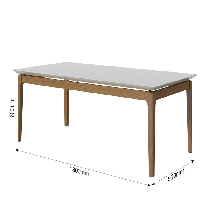 TABLE RECTANGULAIRE VERRE  715  1,8 BLANC CASSÉ / NATUREL