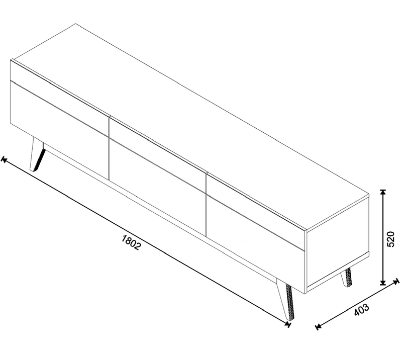 MEUBLE TV 11233  3G - 1,8 BLANC CASSÉ / NATUREL