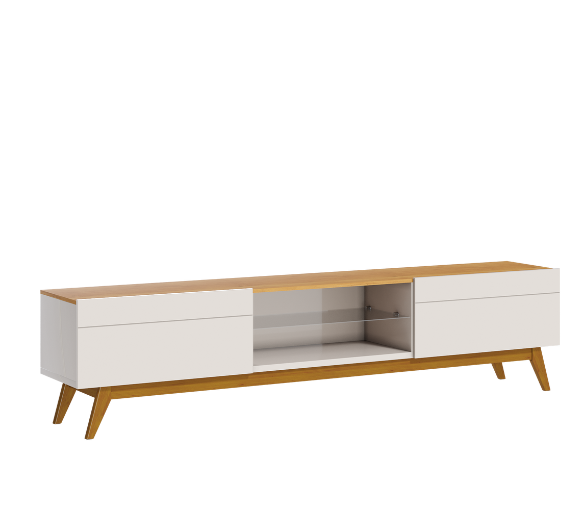 MEUBLE TV    11833 ARC 1,8 - 2G BLANC CASSÉ / NATUREL