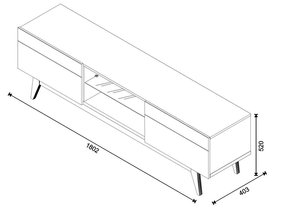 MEUBLE TV    11833 ARC 1,8 - 2G BLANC CASSÉ / NATUREL
