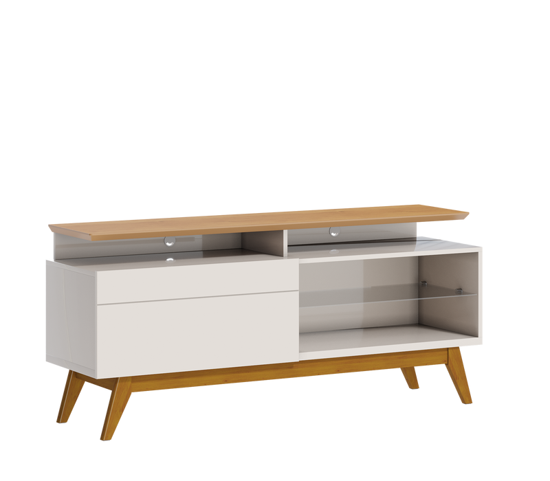 MEUBLE TV   12733 MAIS 1G - 1,4 BLANC CASSÉ / NATUREL