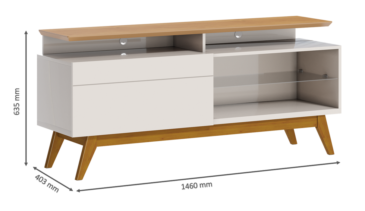 MEUBLE TV   12733 MAIS 1G - 1,4 BLANC CASSÉ / NATUREL