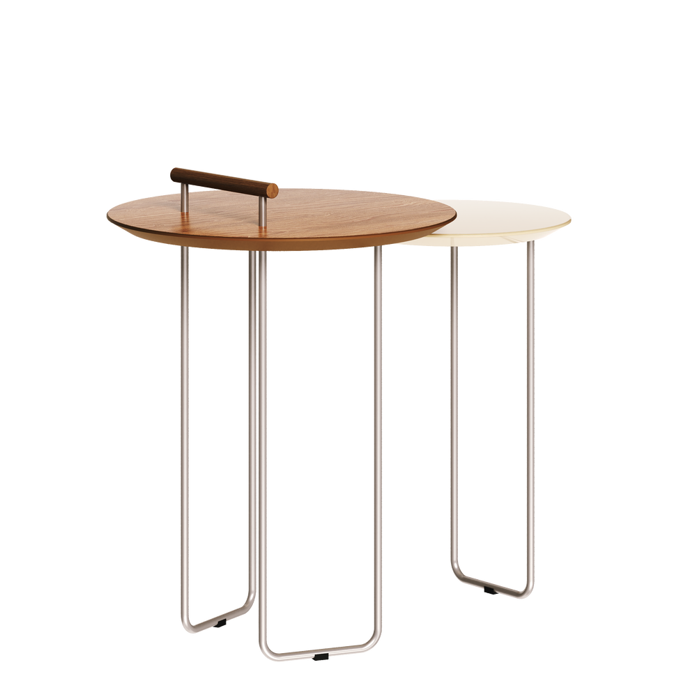 TABLE D’APPOINT RONDE  30018 BLANC CASSÉ / VERRE