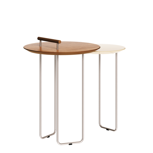 TABLE D’APPOINT RONDE  30018 BLANC CASSÉ / VERRE