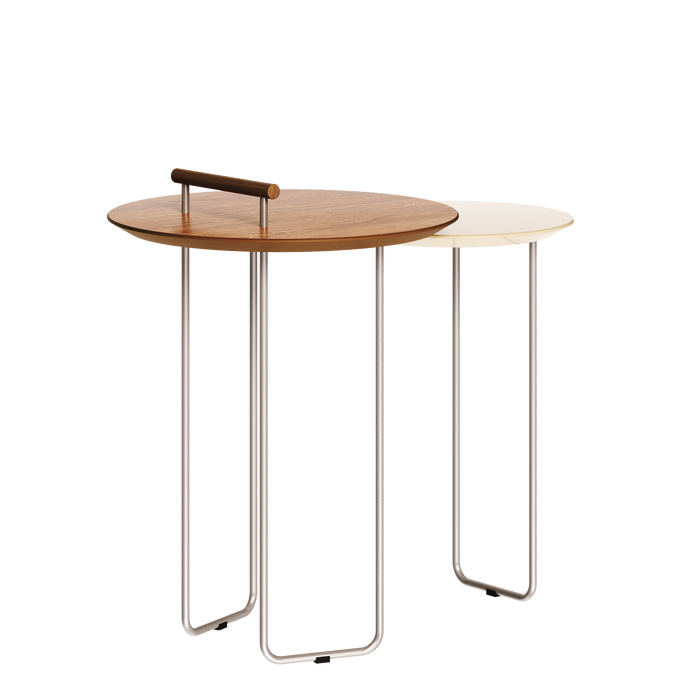 TABLE D’APPOINT RONDE  30018 BLANC CASSÉ / VERRE