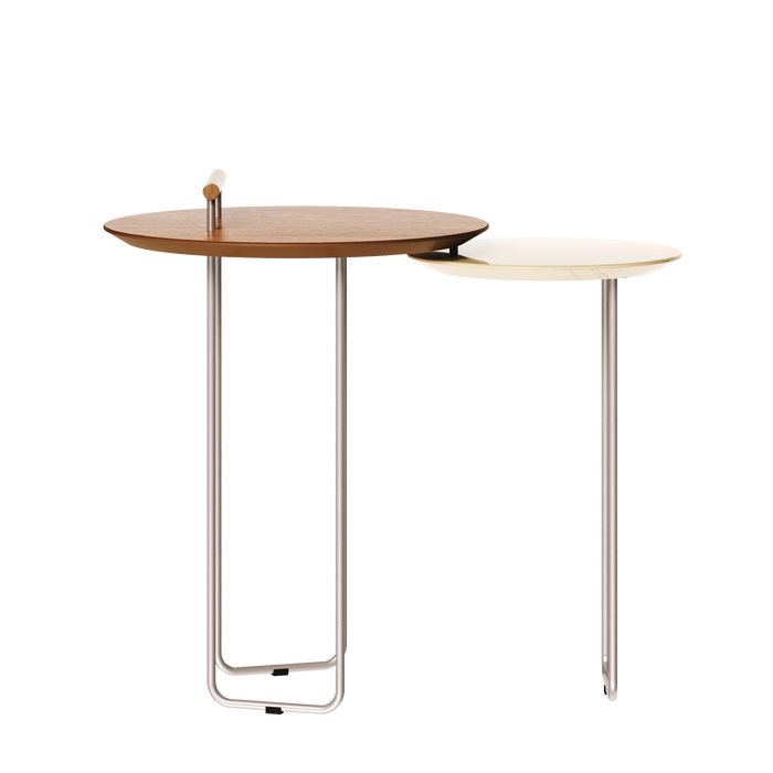 TABLE D’APPOINT RONDE  30018 BLANC CASSÉ / VERRE