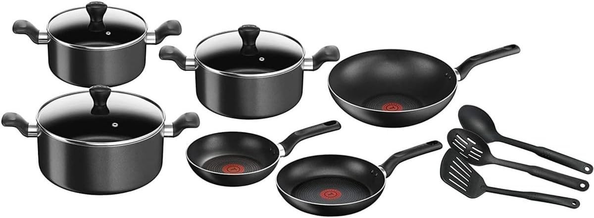 SET BATTERIE B459SC84 ALU NS PTFE SUPER COOK BLACK 12PCS TEFAL