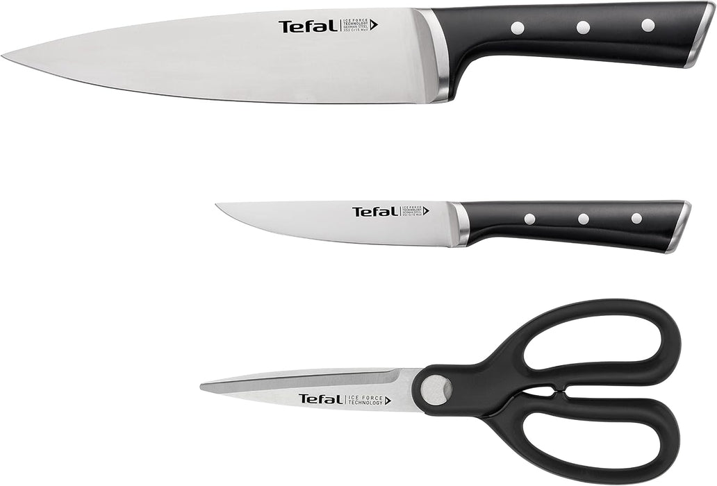 COUTEAUX DE CUISINE K232S355 ICE FORCE SET 3  CHEF + UTILITY TEFAL