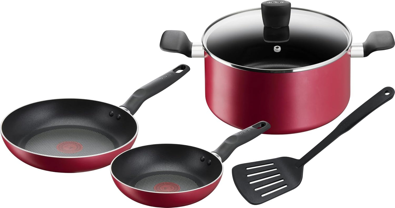 SET BATTERIE B460S584 ALU NS PTFE G6 SUPER COOK ROUGE 5PCS TEFAL