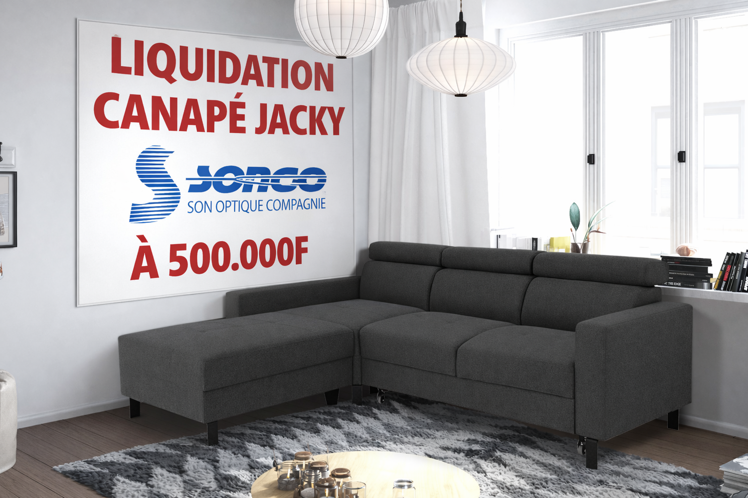 CANAPE  JACKY  PANO MALMO ANTRHACITE -A95159