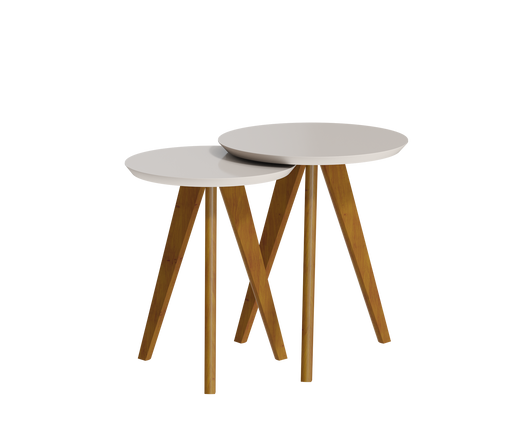 TABLE D’APPOINT 60411 CLASSIC ROUNDA BLANC CASSÉ