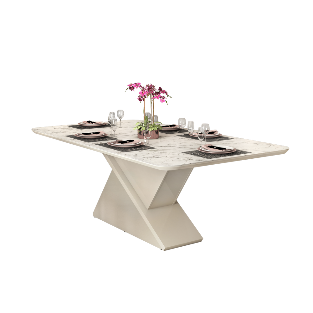 TABLE A MANGER DJ ZAFIRA 2000*1000*30 OFF WHITE/MARMO *20 350.199